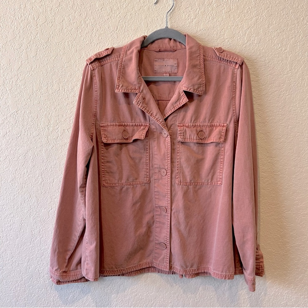 Lucky Brand lyocell cotton boxy military utility shirt chore jacket shacket